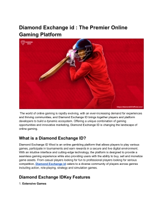 Diamond Exchange id _ The Premier Online Gaming Platform for Gamers Worldwide