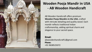 Wooden Pooja Mandir in USA - AB Wooden Handicraft
