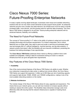 Cisco Nexus 7000 Series_ Future-Proofing Enterprise Networks