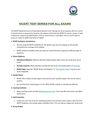 Ncert Test Series