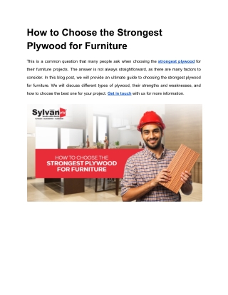 How to Choose the Strongest Plywood for Furniture
