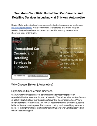 _Car Ceramic and Detailing Services in Lucknow at Shivkunj Automotive