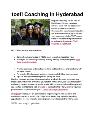 toefl Coaching In Hyderabad