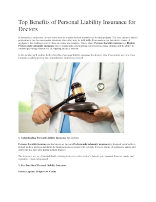 Top Benefits of Personal Liability Insurance for Doctors
