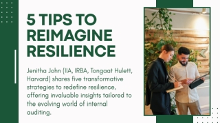 Jenitha John 5 Tips to Reimagine Resilience
