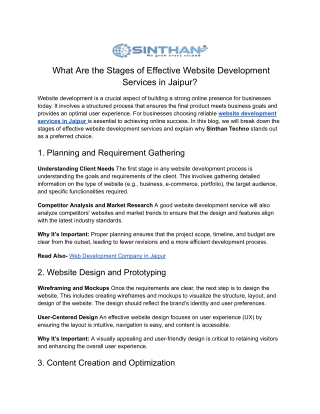 What Are the Stages of Effective Website Development Services in Jaipur