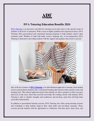 DVA Tutoring Education Benefits 2024