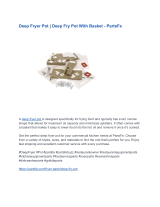Deep Fryer Pot _ Deep Fry Pot With Basket - PartsFe