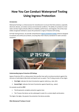 Step-by-Step Guide: Conducting Waterproof Testing with IP Ratings