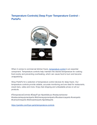 Temperature Controls_ Deep Fryer Temperature Control - PartsFe