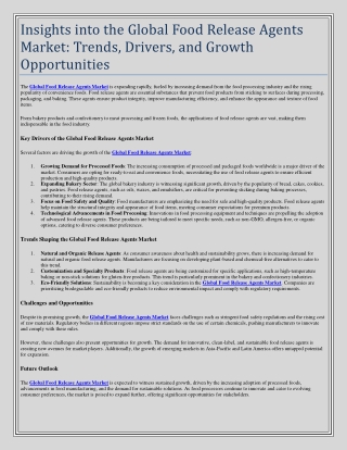 Insights into the Global Food Release Agents Market