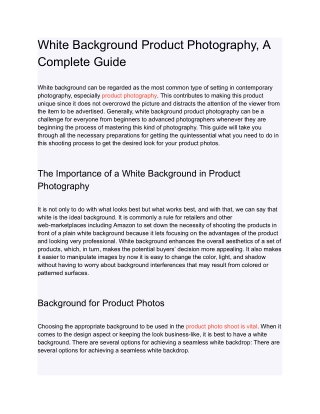 White Background Product Photography, A Complete Guide