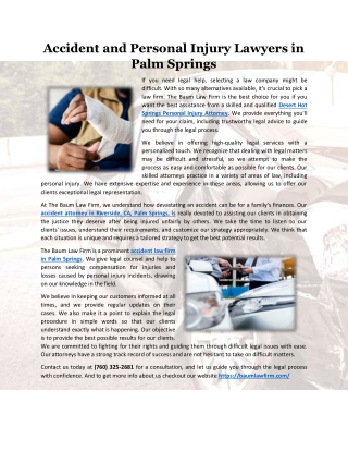 Accident and Personal Injury Lawyers in Palm Springs