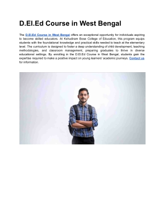 D.El.Ed Course in West Bengal