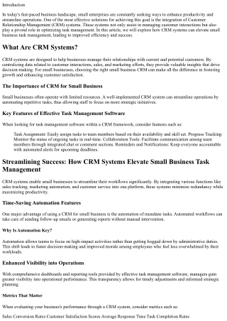 Streamlining Success: How CRM Systems Elevate Small Business Task Management