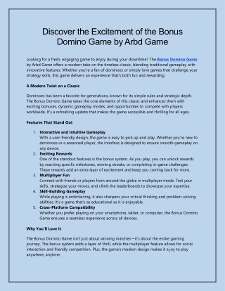 Bonus Domino Game by Arbd Game