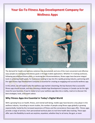 Your Go-To Fitness App Development Company for Wellness Apps