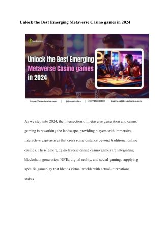 Unlock the Best Emerging Metaverse Casino games in 2024