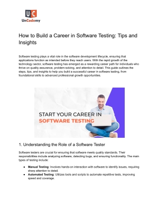How to Build a Career in Software Testing: Tips and Insights