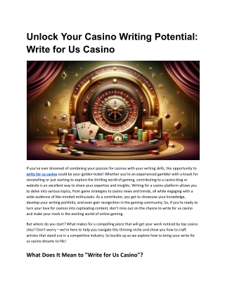 Unlock Your Casino Writing Potential_ Write for Us Casino