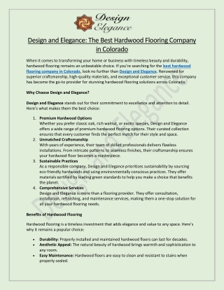 Best Hardwood Flooring Company in Colorado