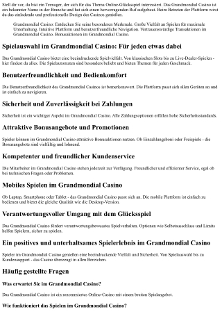 Erfahrungen im Grandmondial Casino: Einblicke in die Welt des Online-Glücksspiel