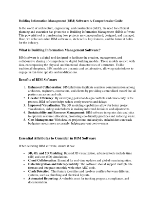 Building Information Management (BIM) Software: A Comprehensive Guide
