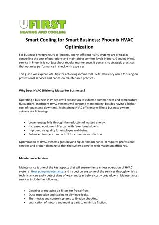 Smart Cooling for Smart Business: Phoenix HVAC Optimization