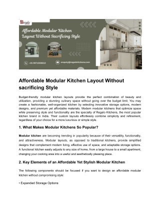 Affordable Modular Kitchen Layout Without sacrificing Style