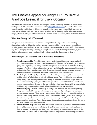 The Timeless Appeal of Straight Cut Trousers_ A Wardrobe Essential for Every Occasion