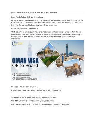 Oman Visa Ok To Board Guide
