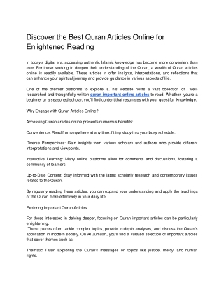 Discover the Best Quran Articles Online for Enlightened Reading.docx