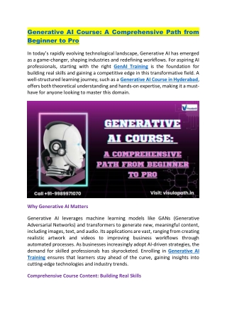 Generative AI Course In Hyderabad | Generative AI Training