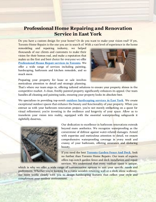 Professional Home Repairing and Renovation Service in East York