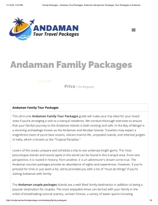 Andaman family Tour package