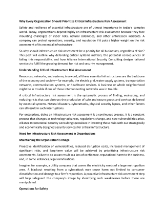 Why Every Organization Should Prioritize Critical Infrastructure Risk Assessment