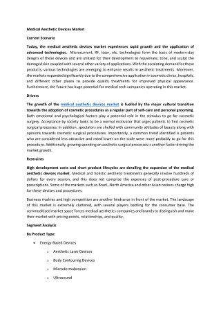 Global Medical Aesthetic Devices Market Forecast USD 2.19  Billion by 2032