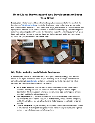 Unite Digital Marketing and Web Development to Boost Your Brand