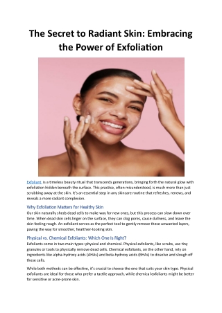 The Secret to Radiant Skin: Embracing the Power of Exfoliation Formless Beauty