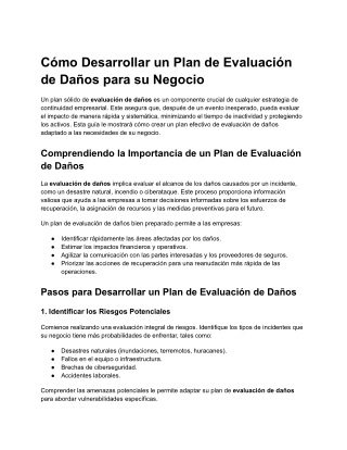 Cómo Desarrollar un Plan de Evaluación de Daños para su Negocio