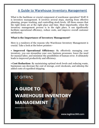 A Guide to Warehouse Inventory Management