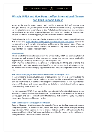 What is UIFSA and How Does it Affect International Divorce and Child Support Cas