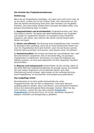 Die Vorteile des Flughafentaxidienstes