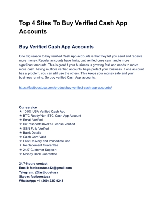 Buy BTC-Enabled Verified Cash App Accounts | 100% Safe & Secure