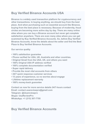 Buy Verified Binance Accounts USA