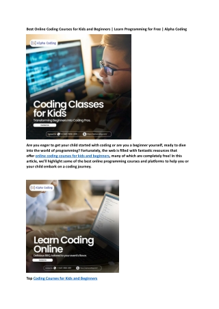 Best Online Coding Courses for Kids and Beginners.