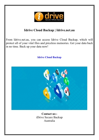 Idrive Cloud Backup  Idrive.net.au
