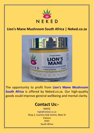 Lion's Mane Mushroom South Africa  Neked.co.za