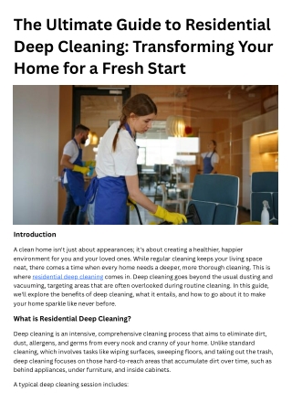 The Ultimate Guide to Residential Deep Cleaning Transforming Your Home for a Fresh Start