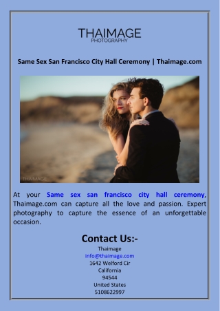 Same Sex San Francisco City Hall Ceremony  Thaimage.com